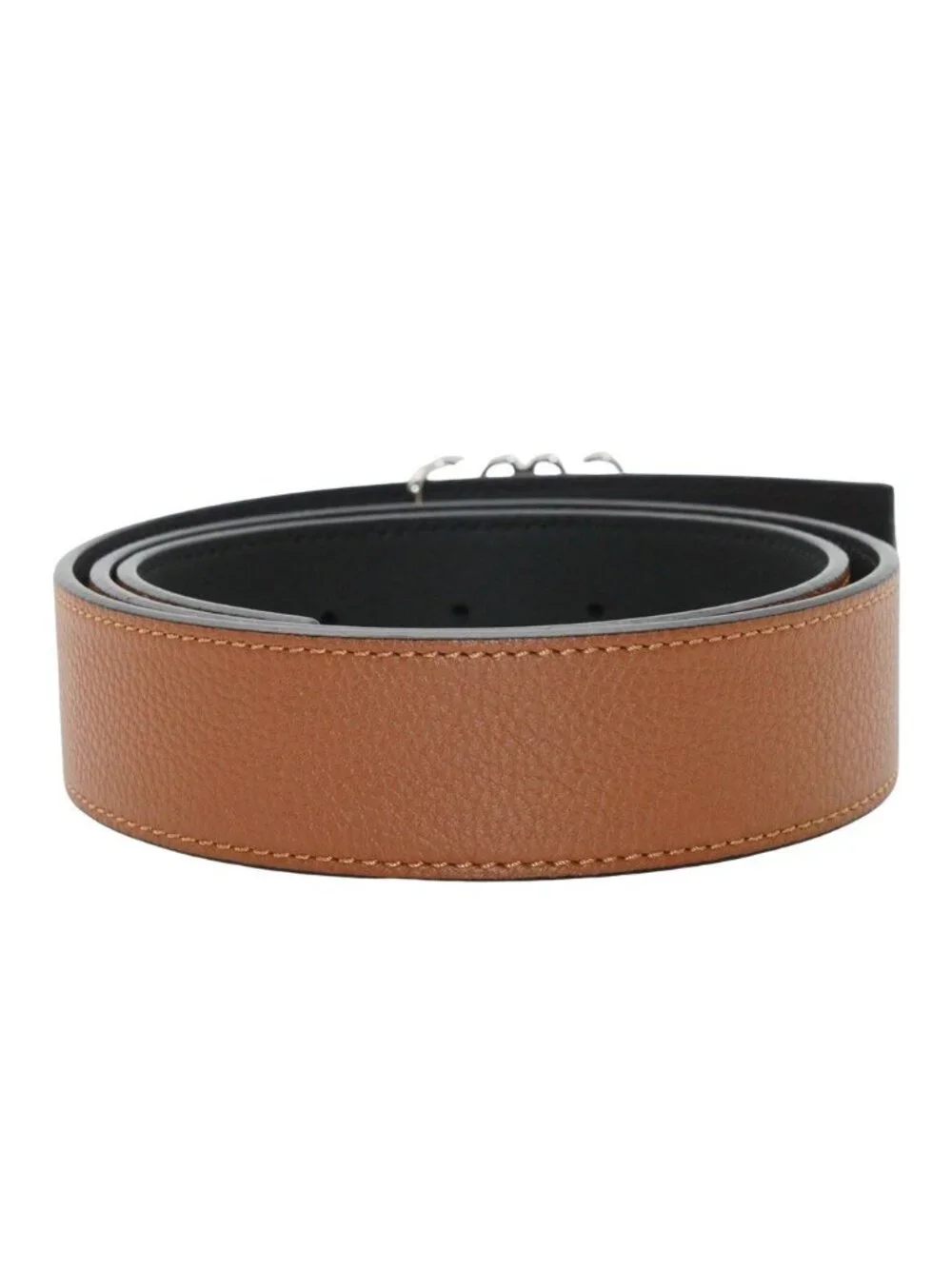 Loewe Belt Leather Brown Silver 35/34